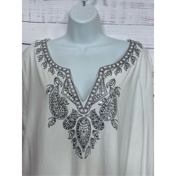 inc international concepts sequin tunic dress white pima‎ cotton 2x - Picture 4 of 9